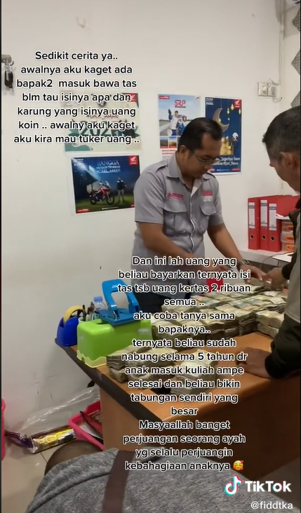 Ayah beli motor untuk anak pakai uang receh