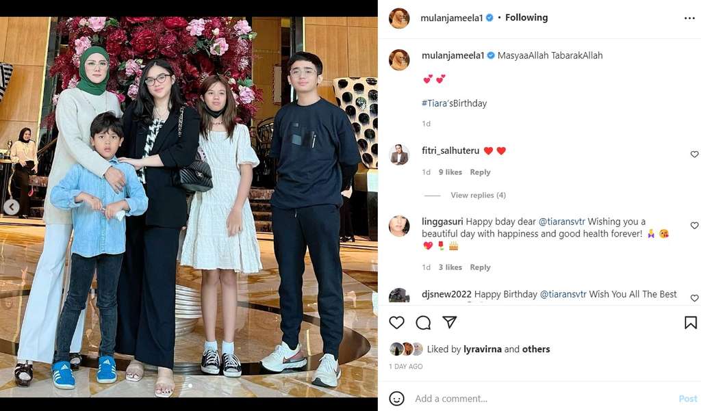 Mulan Jameela dan keempat anaknya