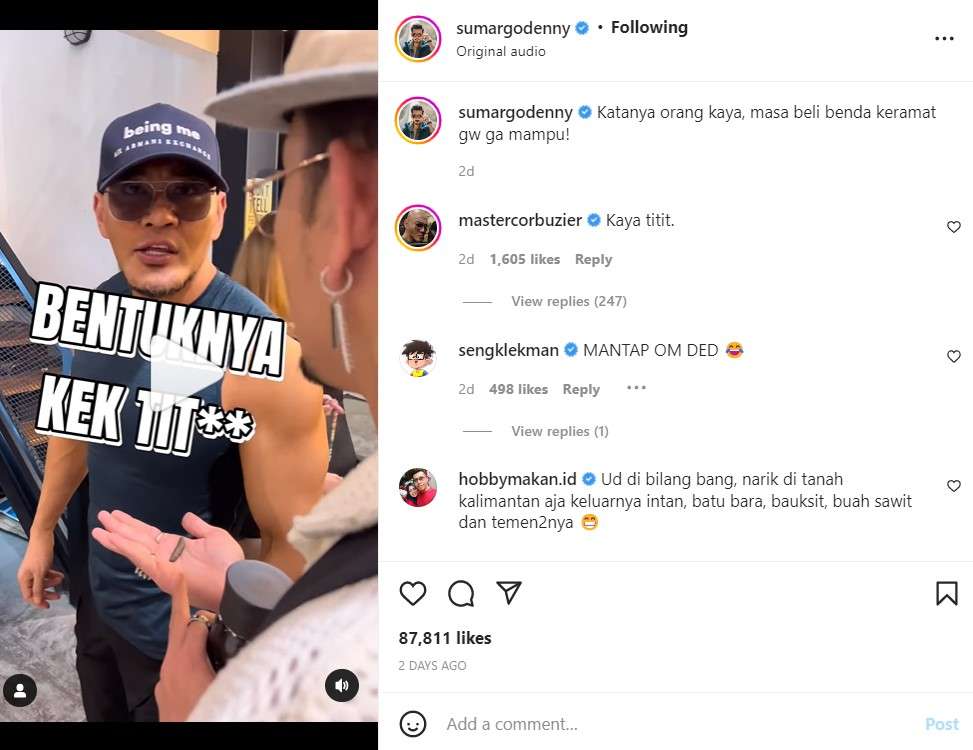 Unggahan video Denny Sumargo