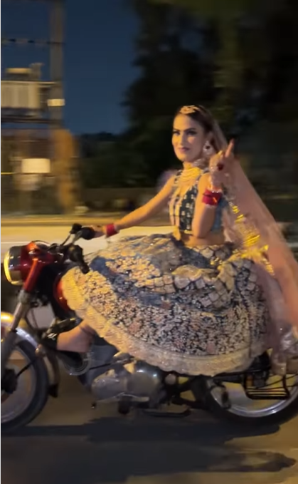 pengantin naik moge ke pernikahan