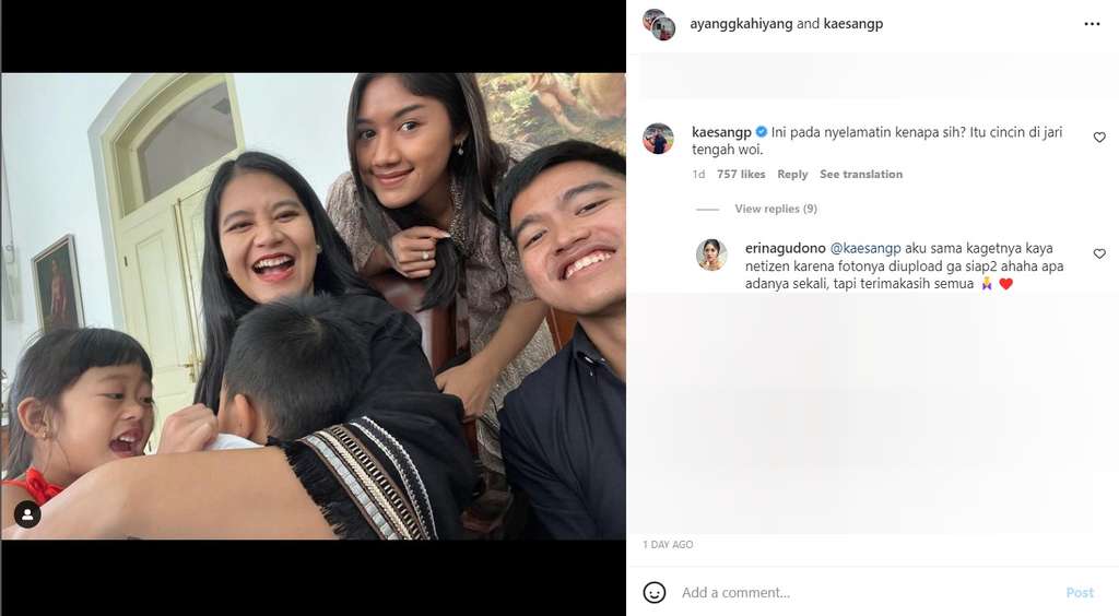 Komentar Kaesang dan Erina
