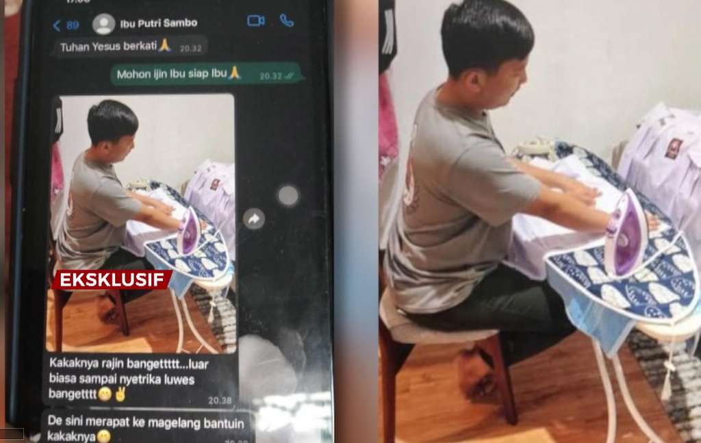foto brigadir j setrika baju
