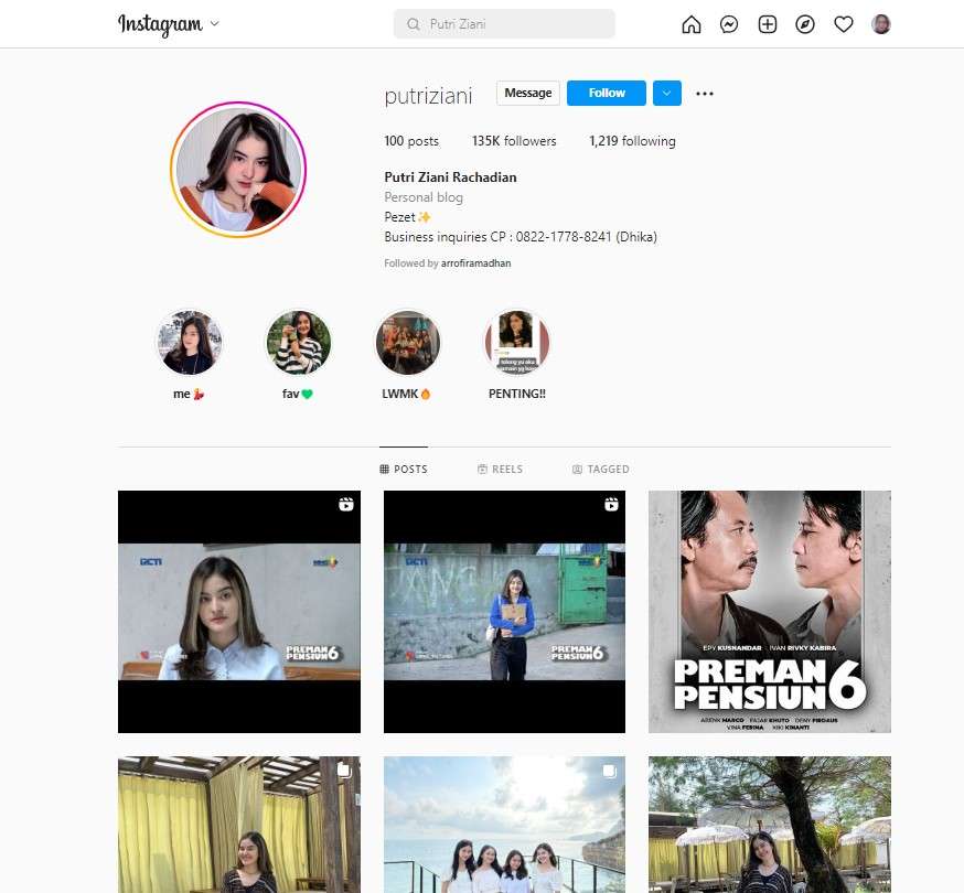Instagram Putri Ziani