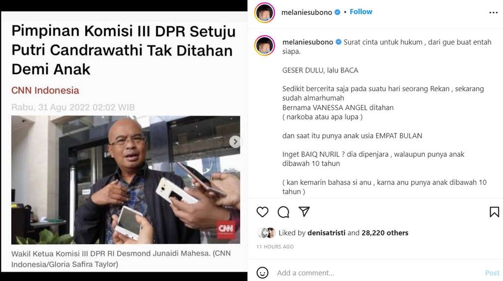 Unggahan Melanie Subono
