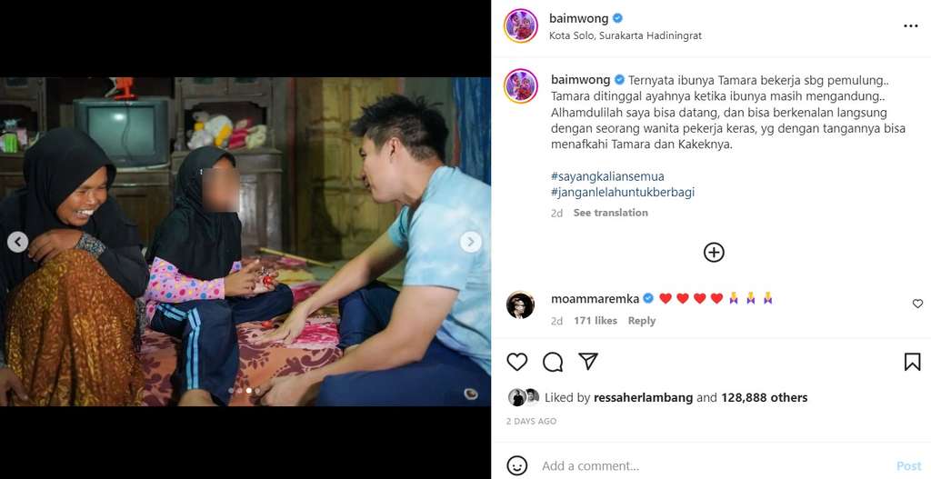 Baim Wong temui siswi SD yang viral karena rambut penuh kutu