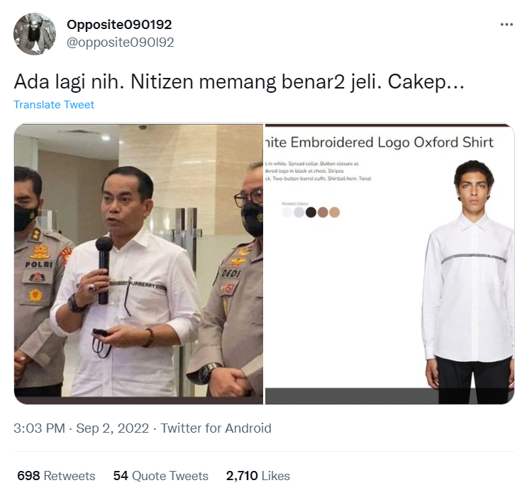 Outfit mewah Brigjen Andi Rian