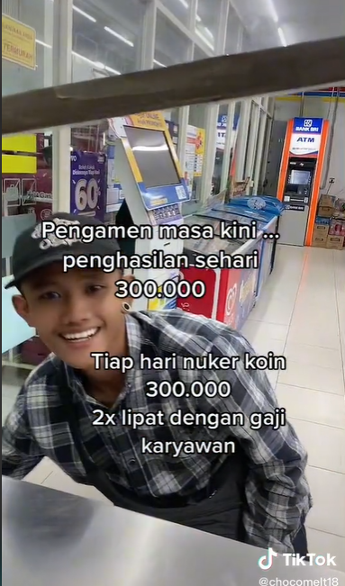 Pengamen Traktir Kasir Minimarket, Ternyata Penghasilannya Rp300 Ribu per Hari