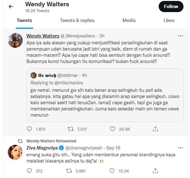 Cuitan Wendy istri Reza Arap
