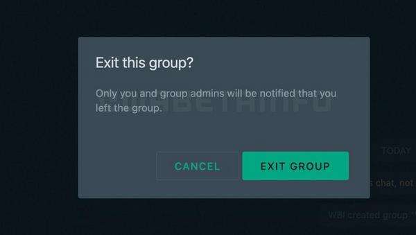 Tampilan terbaru saat anggota keluar dari grup WhatsApp diam-diam.