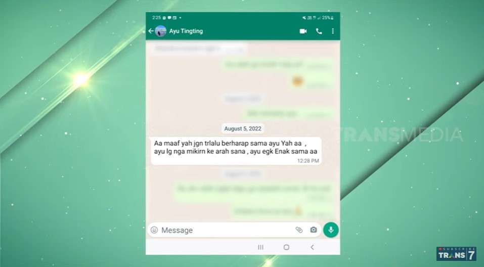 Bukti chat Ayu tolak Sahrul Gunawan