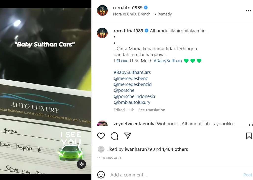 Kuitansi dua mobil Roro Fitria