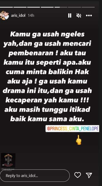 Unggahan Aris Idol ke Cinta Penelope