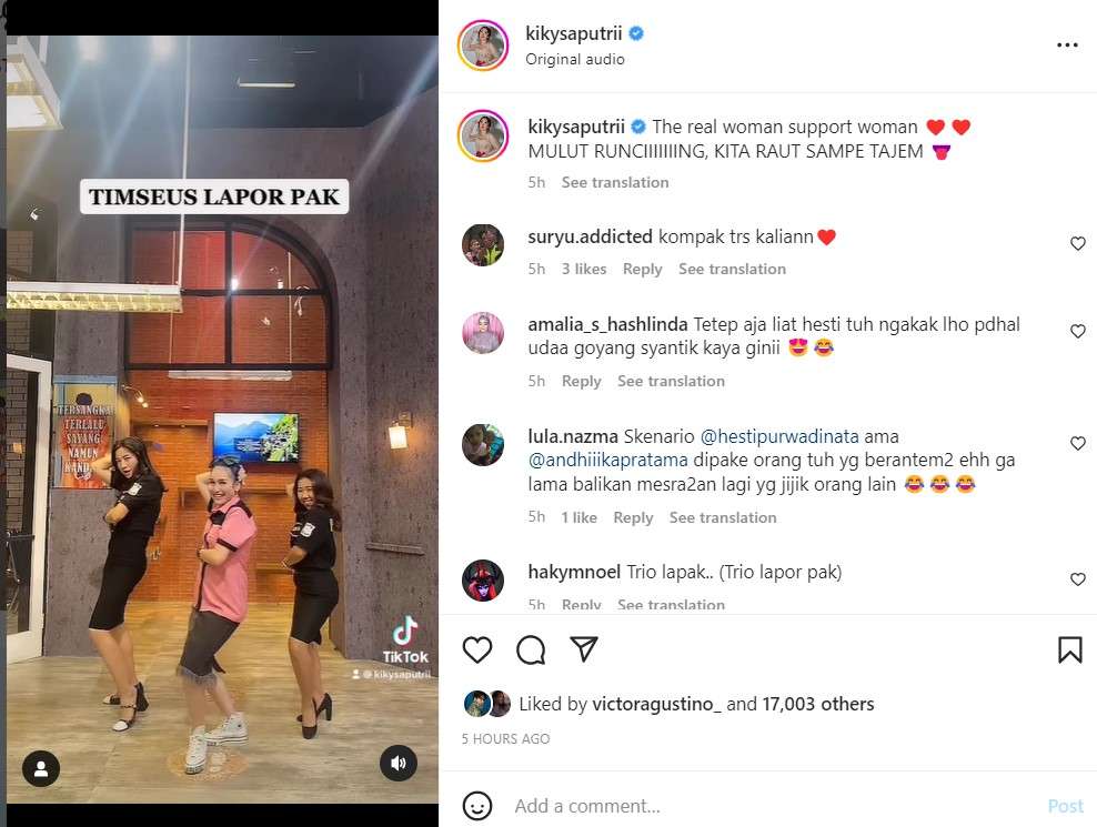 Kiky Saputri bersama Ayu dan Hesti asyik joget tiktok
