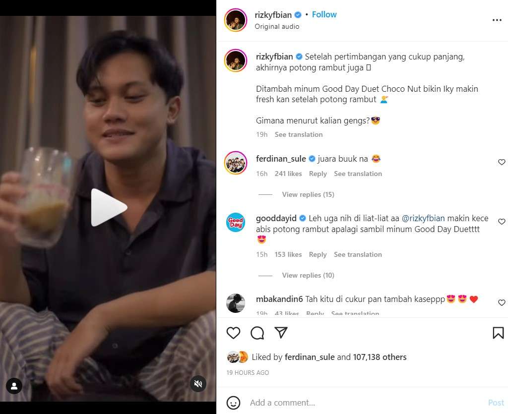 Penampilan baru Rizky Febian