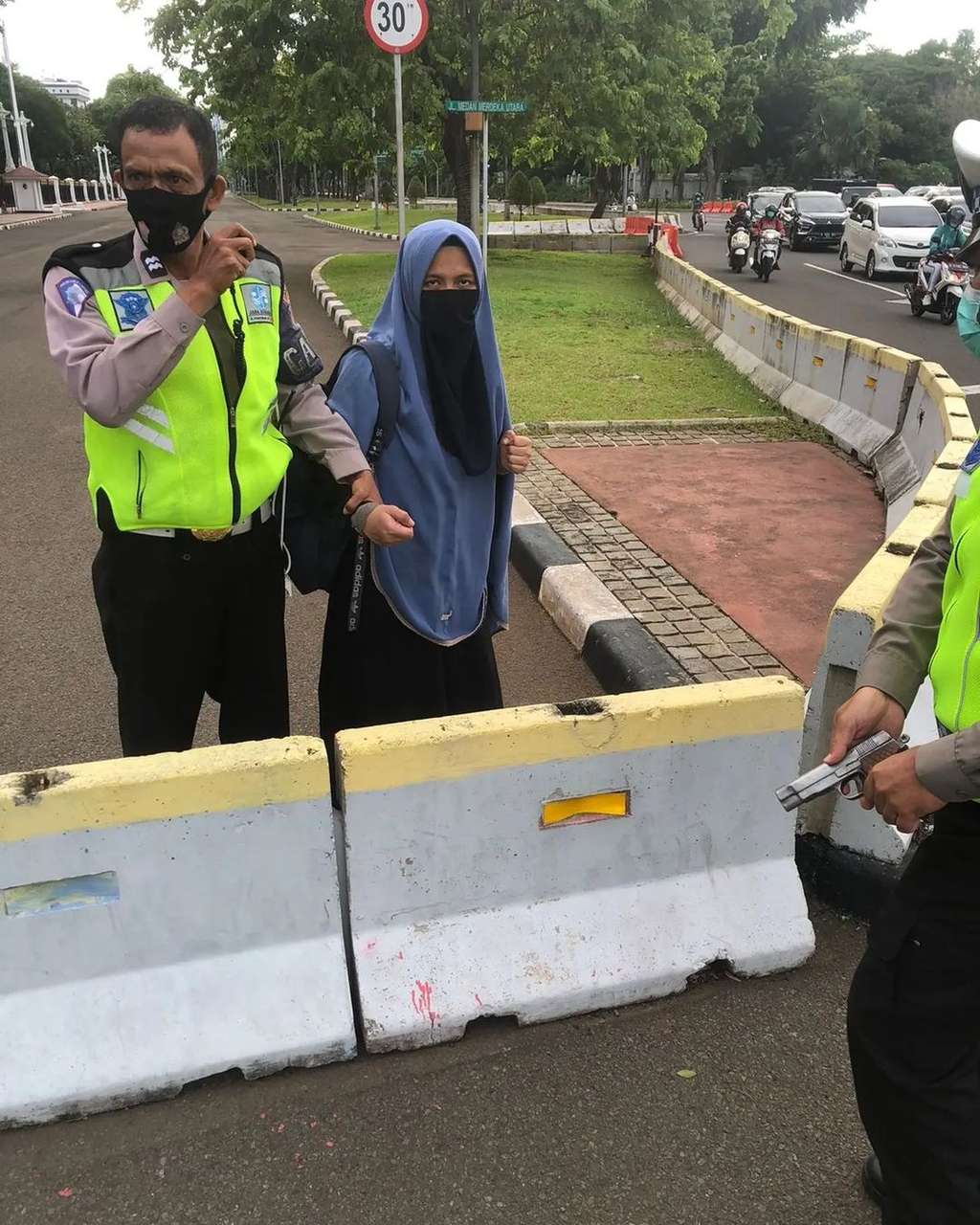 wanita todong pistol di istana negara