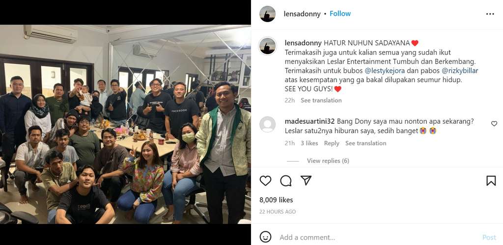 Unggahan editor Leslar Entertaiment