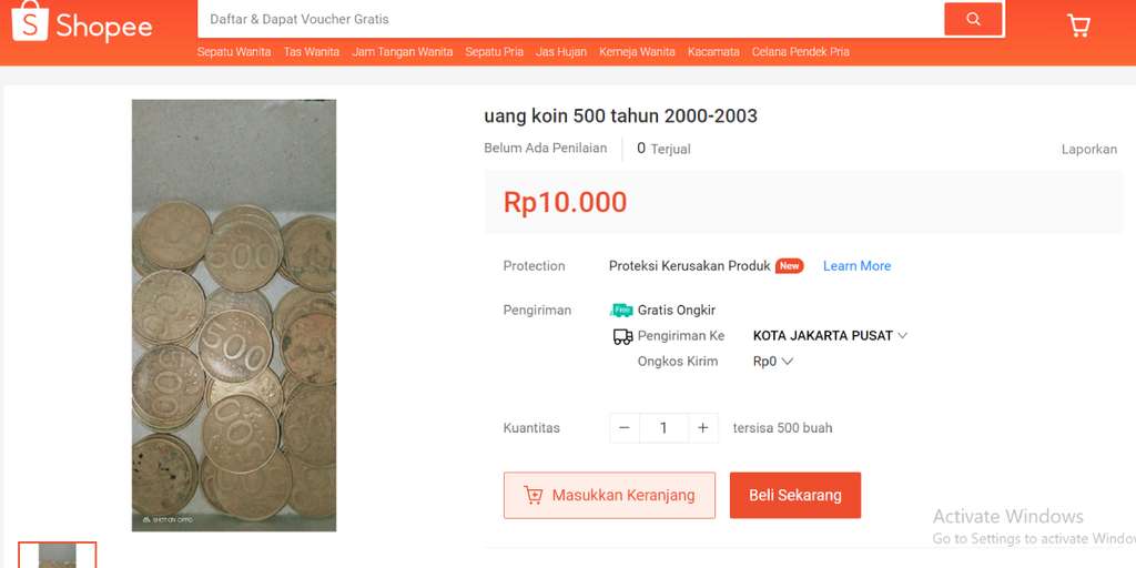 Uang koin Rp500.