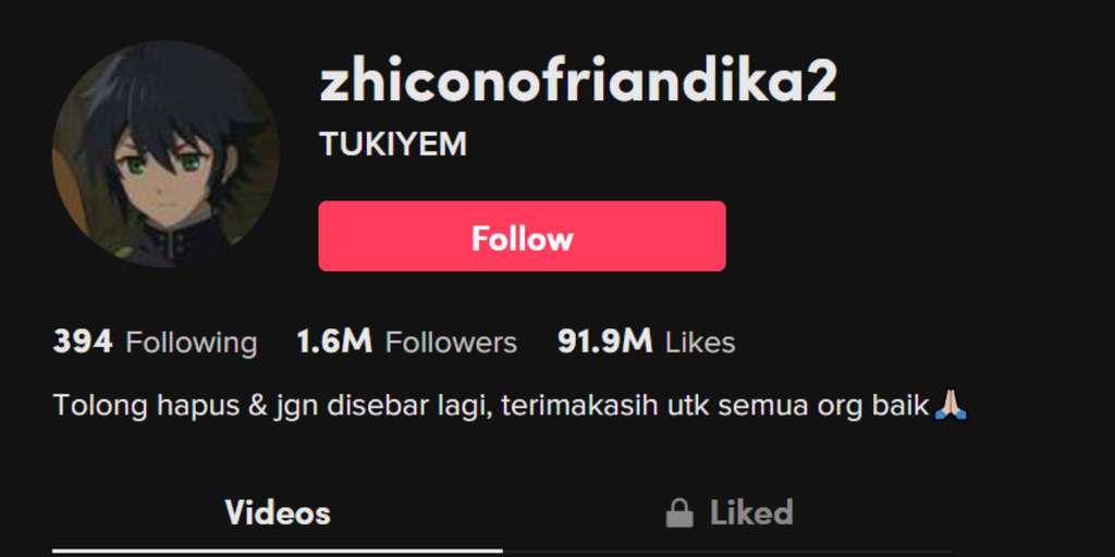Bio akun TikTok milik Zhico.