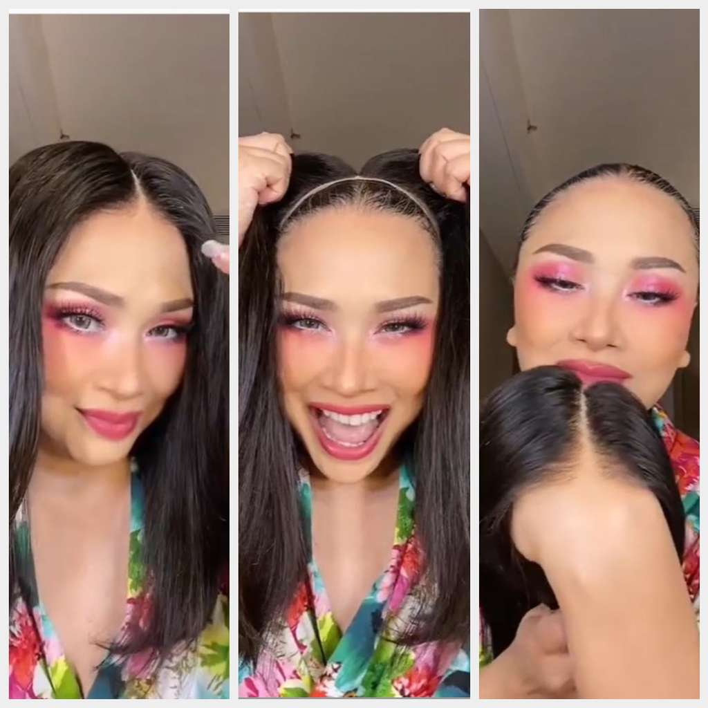 Titi DJ lepas wig