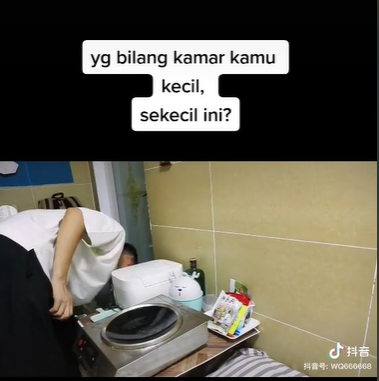 Penampakan Kamar Kos Super Sempit, Kasur dan Dapur Jadi Satu