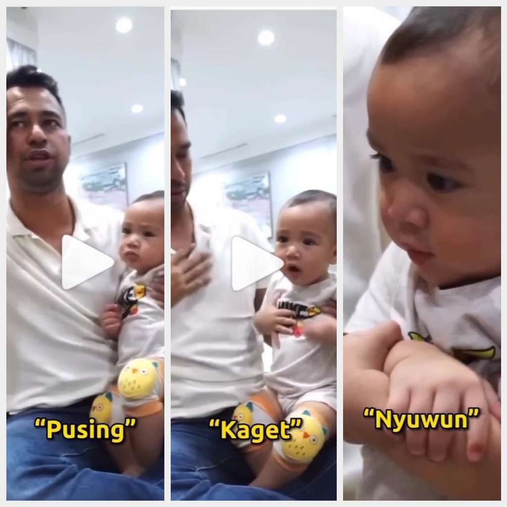 Ekspresi Rayyanza diajak akting Raffi Ahmad Ekspresi Rayyanza diajak akting Raffi Ahmad