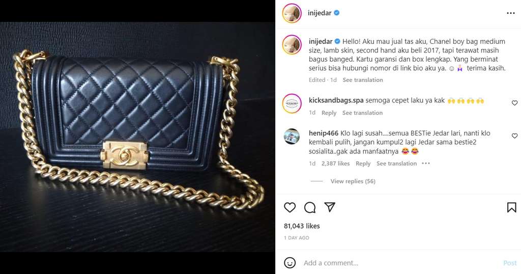 Jessica Iskandar jual tas