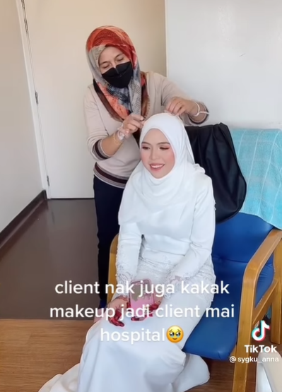 MUA Tetap Rias Pengantin Meski Dirawat di Rumah Sakit, Selang Infus Masih Terpasang