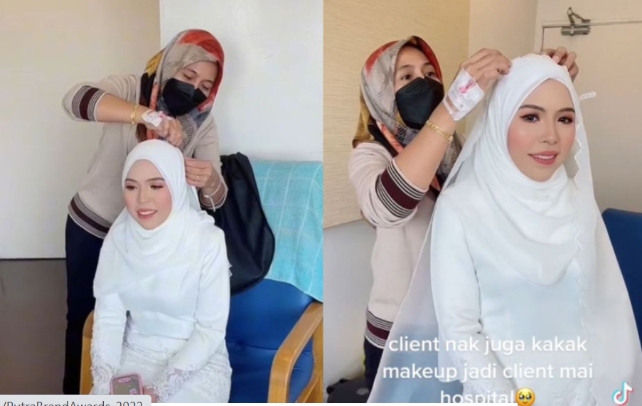 MUA Tetap Rias Pengantin Meski Dirawat di Rumah Sakit, Selang Infus Masih Terpasang