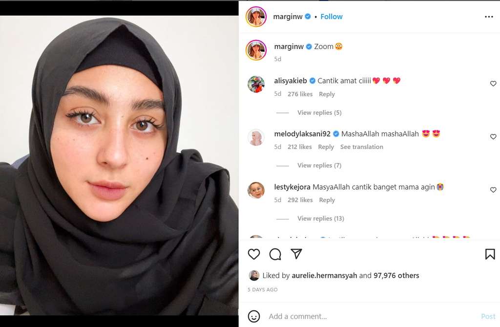 Unggahan Margin istri Ali Syakieb
