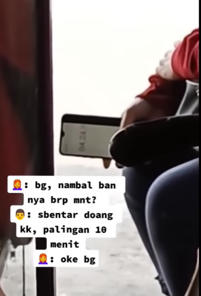 Tambal Ban Motor, Wanita Ini Nyalakan Stopwatch Pastikan Abangnya Selesai 10 Menit