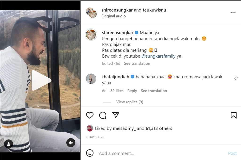 Teuku Wisnu panik diajak Shireen naik cable car