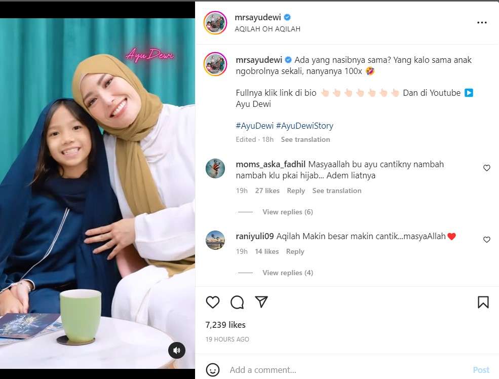 Ayu Dewi dan Aqilah putri sulungnya