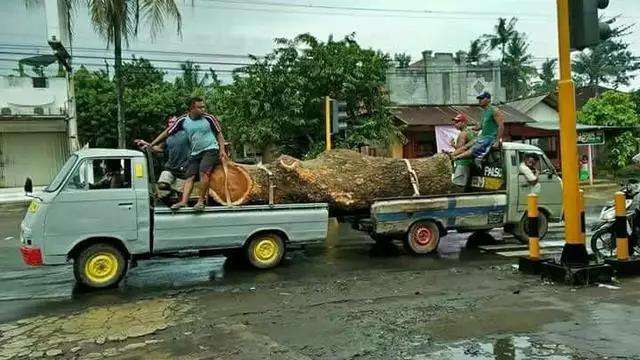aksi nyeleneh para sopir saat mengangkut barang yang bikin was-was dan deg-degan.