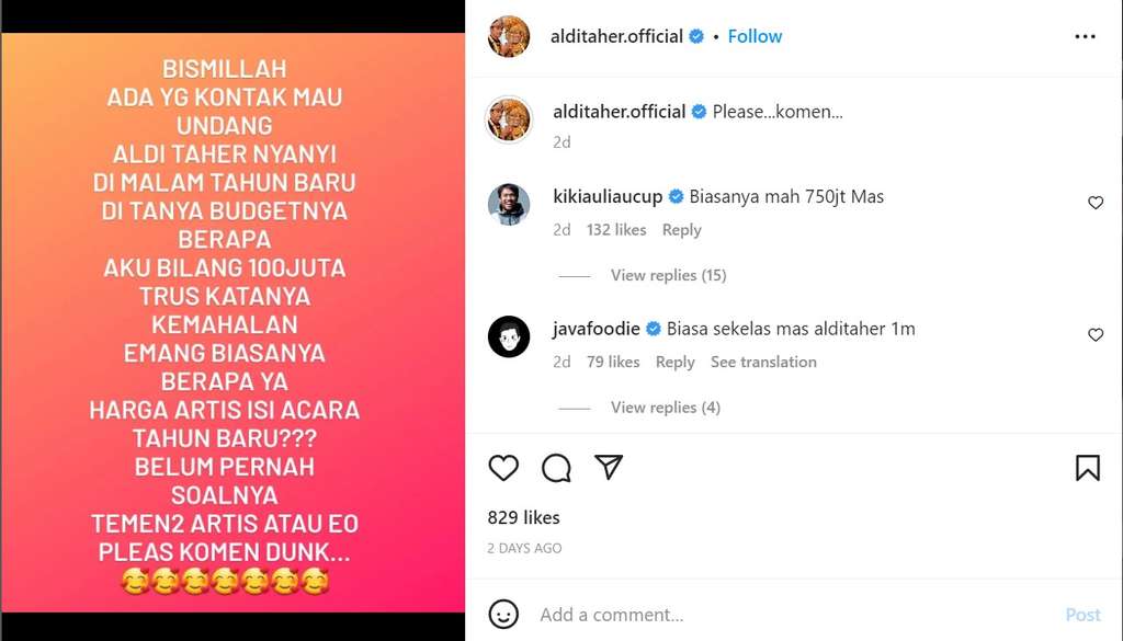 Postingan Aldi Taher