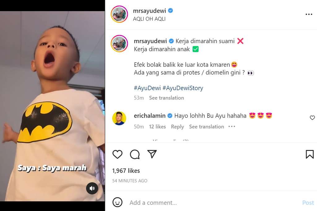 Aqli putra bungsu Ayu Dewi marah ditinggal kerja terus