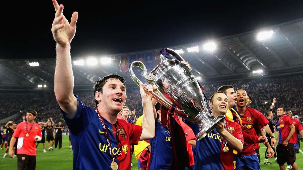 Messi meraih Liga Champion bersama Barcelona tahun 2008/2009