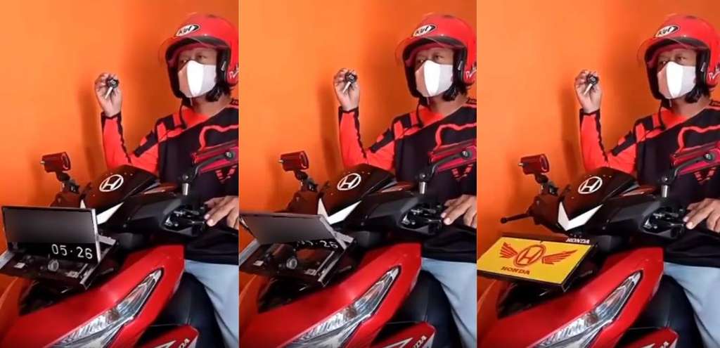 Viral modifikasi sepeda motor dan helm jadi serba otomatis.