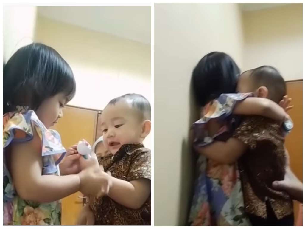 Tingkah gemas Rayyanza dan Uni