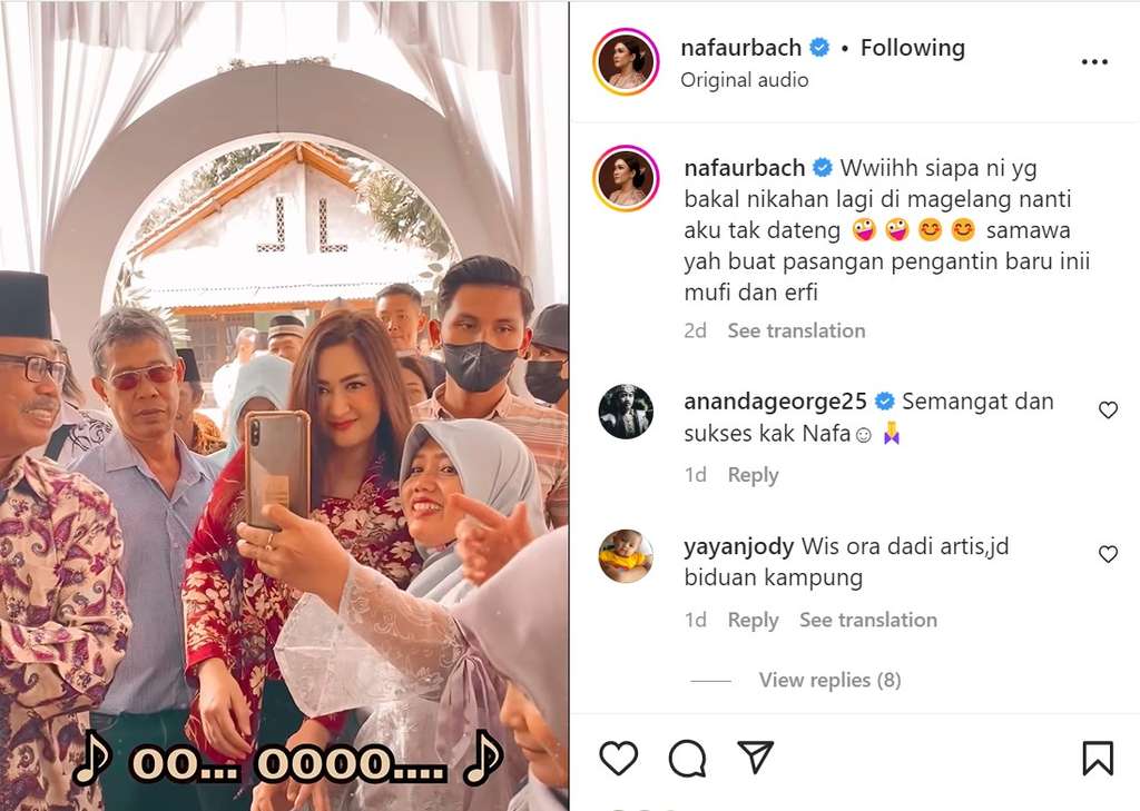 Nafa Urbach kondangan ke warga Magelang