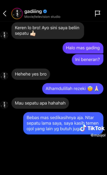 Nasib Mujur Driver Ojol Mendadak Diberi Sepatu Branded oleh Gading Marten