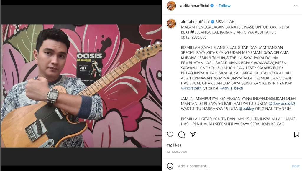 Aldi Taher lelang gitar dan jam tangan