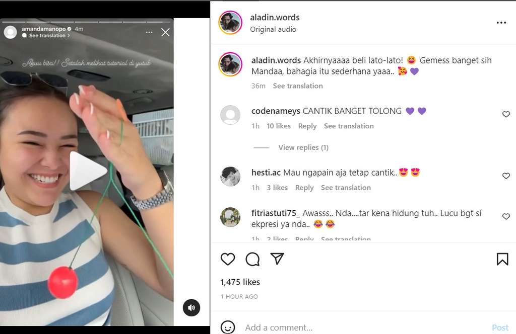 Amanda Manopo bahagia main lato-lato