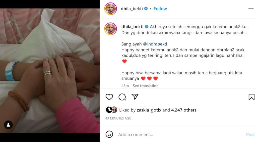 Unggahan Dila istri Indra Bekti
