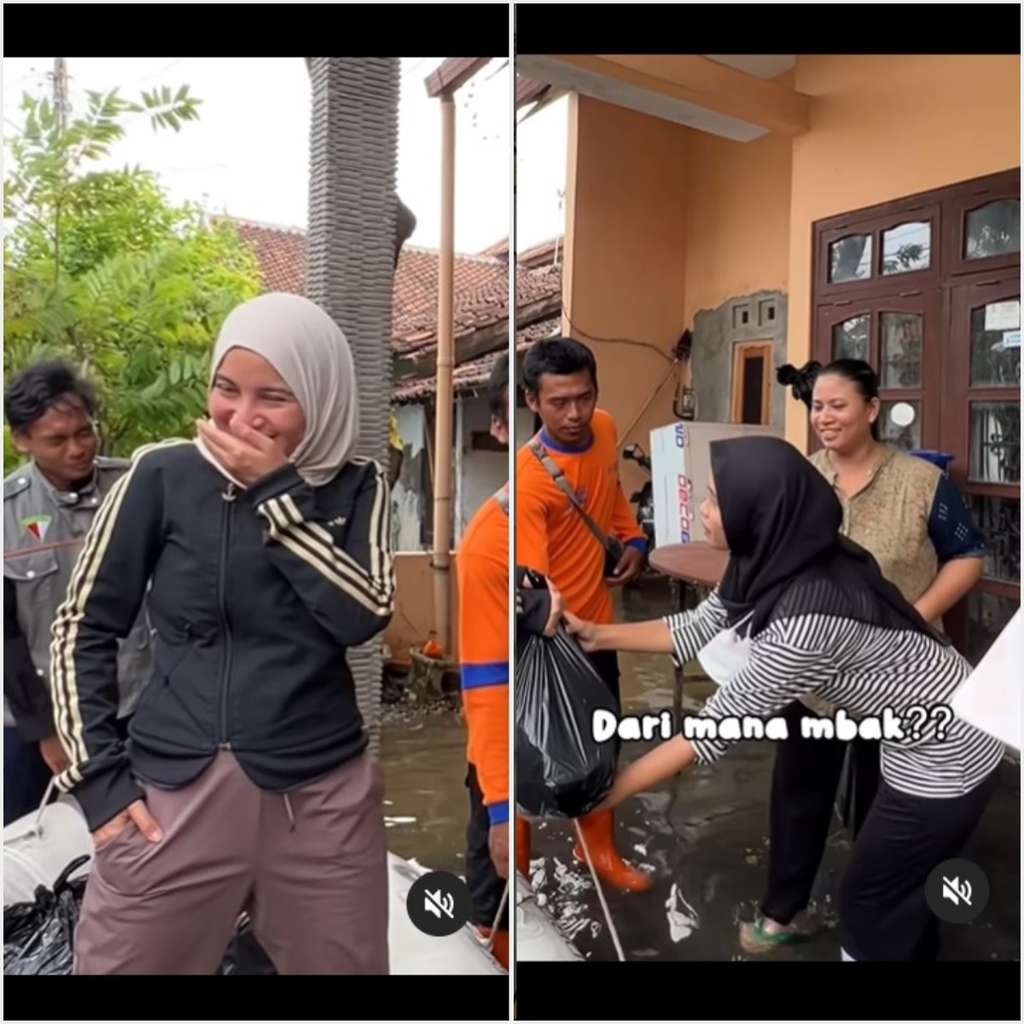 Potret Chacha Frederica blusukan bantu warga korban banjir