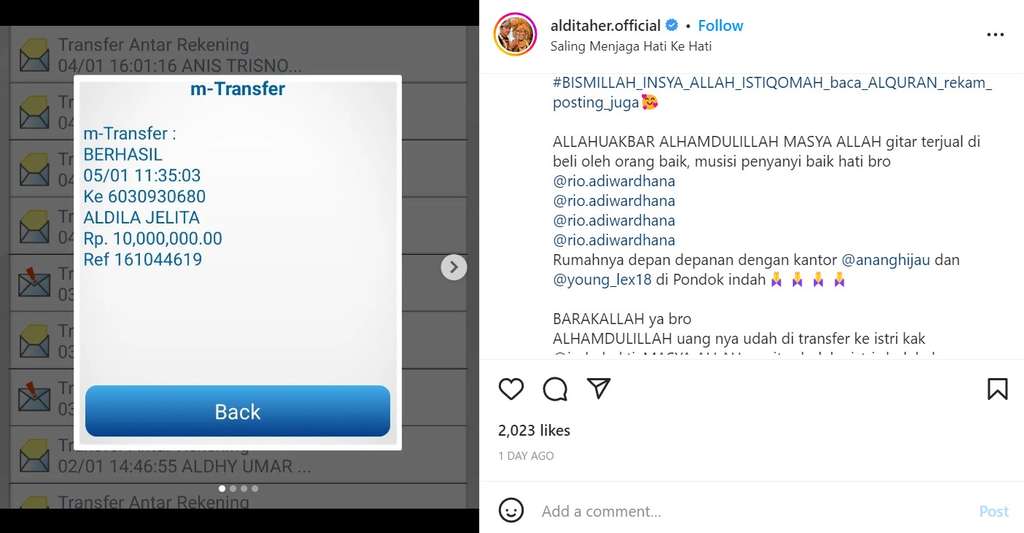 Unggahan Aldi Taher