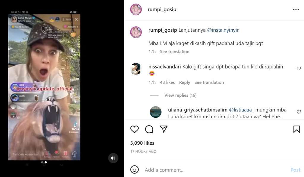 Luna Maya dapat Gift Singa