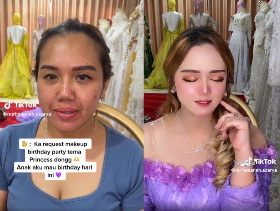 Transformasi wajah before after yang bikin pangling.