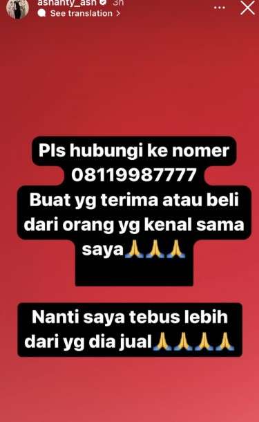 Ashanty kemalingan barang branded