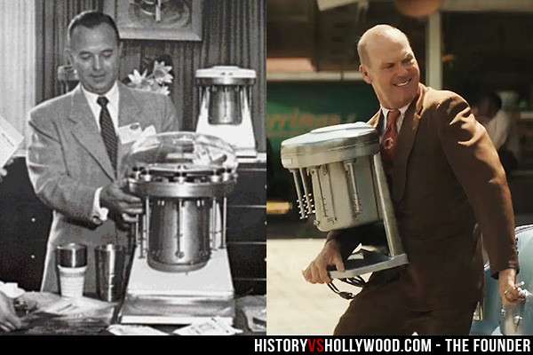 Ray Kroc saat menjual mesin milkshake di kenyataan dan film