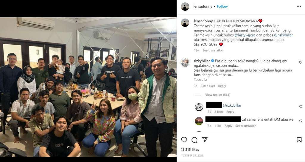 Komentar Billar di akun mantan pegawai
